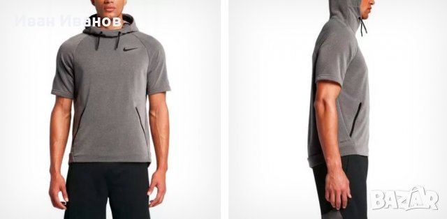 тениска тип суитшърт Nike DRY HOODIE SS HYPER Flex размер S-M, снимка 6 - Спортни дрехи, екипи - 36806573
