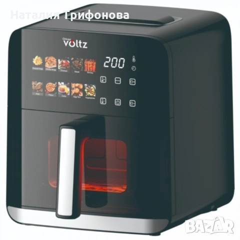 Еърфрайър с горещ въздух Oliver Voltz OV51980CE, 1200W, 4L, 10 програми, LED дисплей, прозорец, снимка 5 - Други стоки за дома - 54168932
