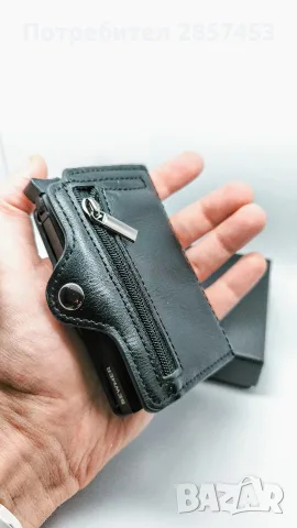 BEWMER RFID slim портфейл за карти с клип за пари, черен , снимка 6 - Портфейли, портмонета - 55879350