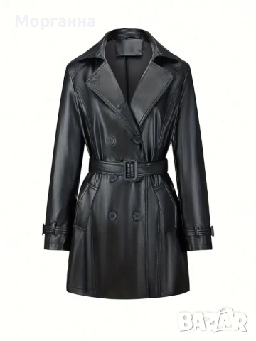 Дамско черно кожено яке. Размер L. 40/42 Ново. Марково., снимка 4 - Якета - 51852287