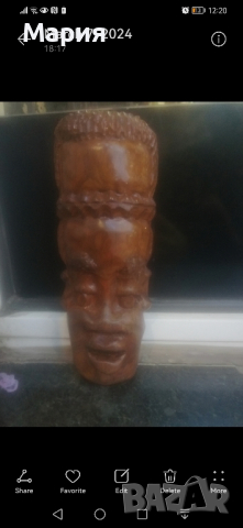 Дървена Африканска маска 20 см , снимка 2 - Други - 44681700