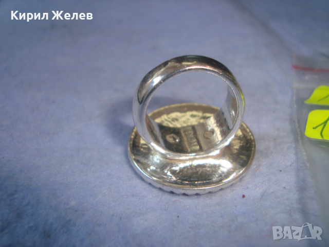 ПОСРЕБРЕН АРТ ДЕКО КРАСИВ СТИЛЕН ПРЪСТЕН с АПЛИКИРАНА ЕСТЕСТВЕНА КОЖА 6613, снимка 4 - Пръстени - 36380896