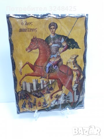 Голяма икона на Свети Димитър - ръчна изработка, снимка 3 - Икони - 37640280