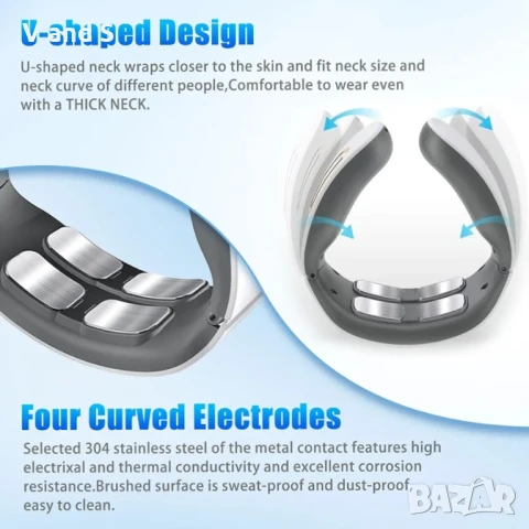 Масажор за врата, интелигентен масажор за врата с , 6 режима, 9 нива на интензивнос, снимка 4 - Масажори - 50722641