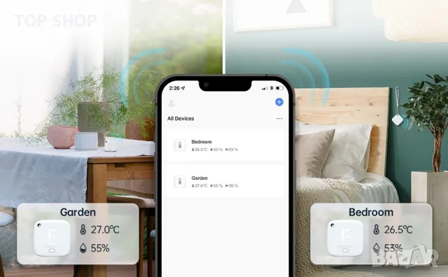 ERICKHILL Хигрометър и Термометър ET 301, Bluetooth, снимка 10 - Други - 48648247