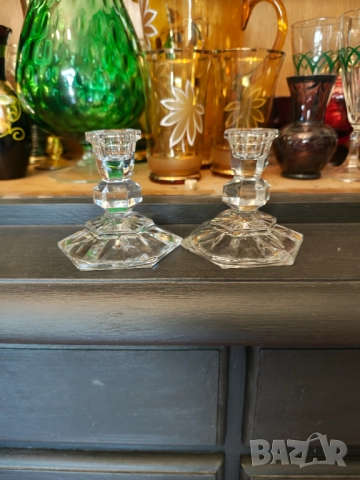 Арт Деко 2 кристални свещника , снимка 3 - Декорация за дома - 51457511