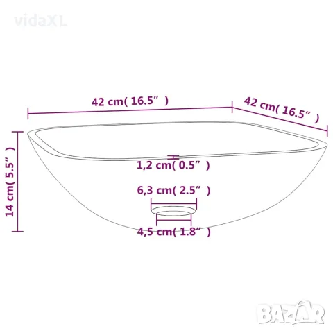 vidaXL Стъклена мивка 42x42x14 см черна, снимка 6 - Мивки - 56147101