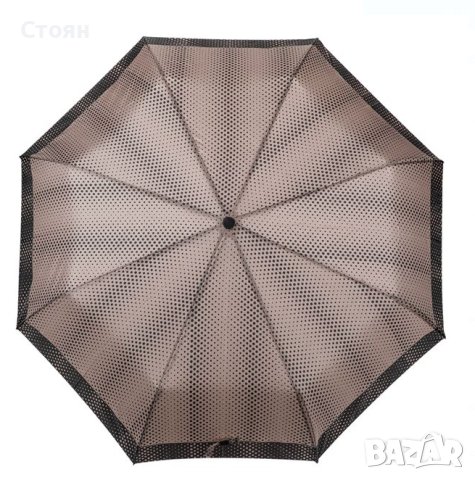 Автоматичен чадър за дъжд, черен на точки, 28 см