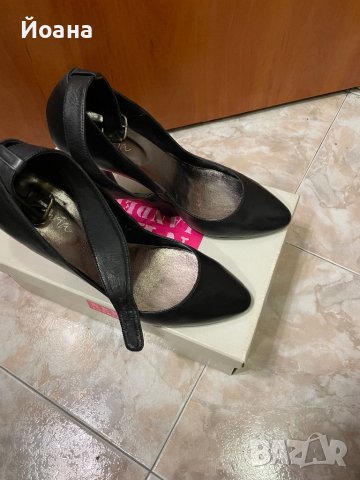 Дамски черни обувки естествена кожа на ток, снимка 2 - Дамски обувки на ток - 42851349
