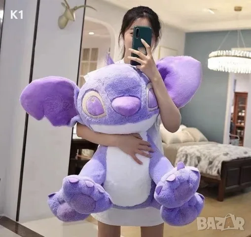 Голям Плюшен лилав Стич 100см, плюшена играчка Стич, Stitch с подарък изненада, снимка 3 - Плюшени играчки - 55754584