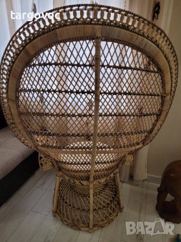 Паунов стол ратан естествен, снимка 3 - Столове - 42610436