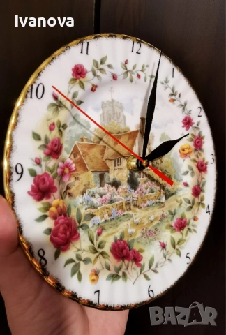 Стенен часовник Royal Albert, английски фин костен порцелан , снимка 2 - Антикварни и старинни предмети - 53251802