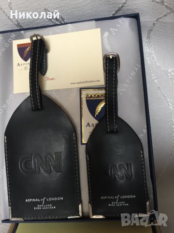 Етикети за багаж Aspinal of London сет, естествена кожа подаръчна кутия, топ качество брандирани CNN, снимка 7 - Други - 35267782
