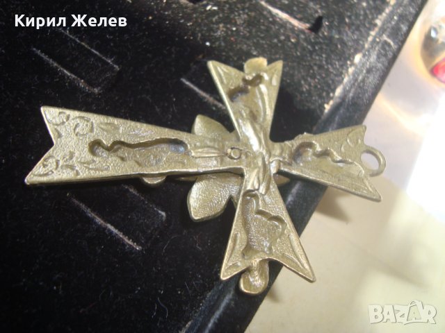 СТАР БРОНЗОВ ФЛОРАЛНО ОРНАМЕНТИРАН ГОЛЯМ НАГРЪДЕН КРЪСТ РЯДКА КРАСИВА ИЗРАБОТКА 24894, снимка 5 - Антикварни и старинни предмети - 34561183