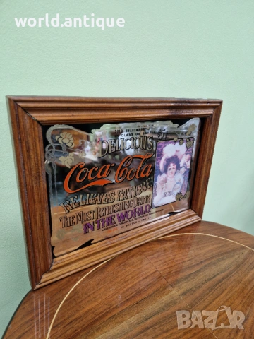 Уникално рядко антикварно колекционерско рекламно огледало Coca Cola