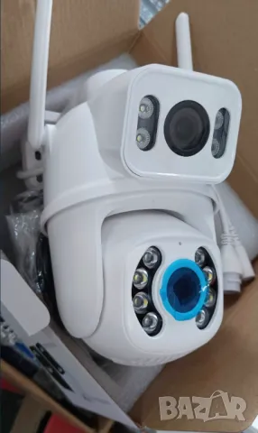 Двойна Smart WiFi безжична IP камера ICSEE 6MP нощно виждане, снимка 3 - IP камери - 46731421