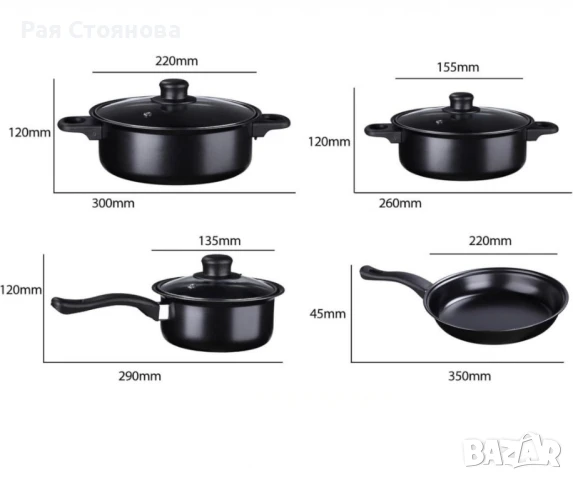 Комплект съдове за готвене от 13 части,незалепващо покритие., снимка 3 - Съдове за готвене - 51247233