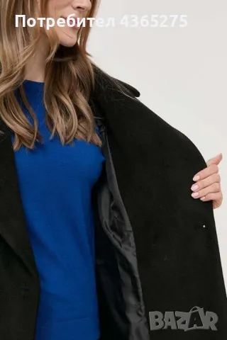 дамско палто с хастар и джобове в черен цвят, снимка 3 - Палта, манта - 49242175