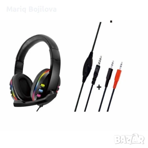 Жични слушалки с микрофон и светлинни индикатори при пускане - EP50, снимка 1