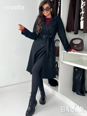 Дамско Черно Пролетно Велурено Манто