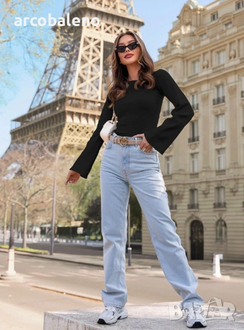 Дамска блуза с оребрени ръкави Chanelle, 4цвята , снимка 12 - Блузи с дълъг ръкав и пуловери - 54150844