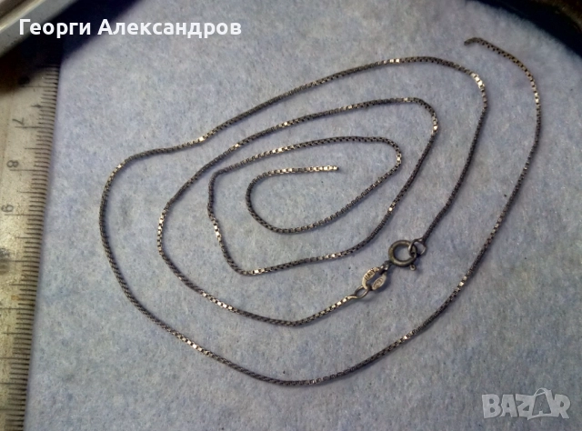 Нежно Италианско СРЕБЪРНО КОЛИЕ / Дамско ЛАНЧЕ / Верижка РОДИРАНО СРЕБРО 925 ITALY