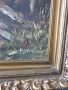 131х81см/стара голяма картина масло върху платно/къща-двор-овце-кладенец/барокова дървена рамка, снимка 9