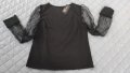 Черна блузка с дантелени ръкави , снимка 2