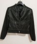Вталено черно сако с кожени декорации, снимка 1 - Сака - 37891242