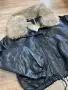 Кожено  яке с пух и каракул черно тип бомбър , снимка 1