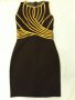 Бутикова рокля FERVENTE , черна с плътни и прозрачни сегменти /отстрани и на гърба/ + златни ивици, снимка 3