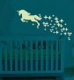 Еднорог Unicorn светещ флуоресцентен неонов стикер самозалепващ лепенка за стена и мебел детска стая, снимка 2
