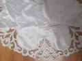 Покривка , каре -сатен ,рязана бродерия ,60х54см., снимка 2