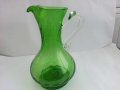 Стара стъклена кана цветно зелено стъкло, снимка 12