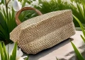Нова дамска лятна плетена чанта в цвят Каки, снимка 9