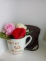 Порцеланова чаша с надпис и три броя сапунени рози, снимка 3