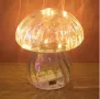 Стъклена лампа гъбка, лед, 14x16 см, снимка 2