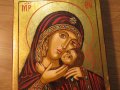 Стара ръчно рисувана икона на Света Богородица за зачатие и раждане на дете за освещаване Дева Мария, снимка 2
