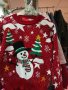 Меки финни коледни пуловери, червецвят с снежинки и картинка снежен човек  за 2,3,4,5,6,7,8,9години
