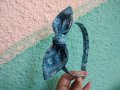 Диадема в пастелно синьо Диадема от плат Ръчна Изработка Диадема с Панделка Handmade , снимка 1 - Аксесоари за коса - 29560766