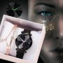 Луксозен дамски часовник „звездно небе“ тип гривна. Цветове - черен!, снимка 6
