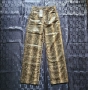 Чисто нов златист змийски лъскав кожен панталон "MNG", размер XS-S, снимка 1