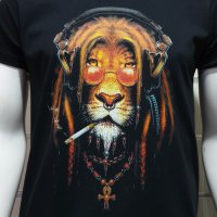 Нова мъжка тениска с дигитален печат Лъв хипи пушач, снимка 2 - Тениски - 30233846