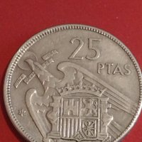 Две монети 25 песети 1957г. Испания/ 2 шилинга 1950г. Великобритания за КОЛЕКЦИОНЕРИ 34824, снимка 3 - Нумизматика и бонистика - 44303939