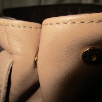 ZARA естествена кожа дамска чанта в цвят пудра, снимка 6 - Чанти - 25661019
