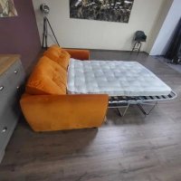 Оранжев диван от плат двойка с функция сън, снимка 11 - Дивани и мека мебел - 42541007