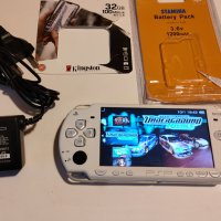 Хакната ПСП PSP Конзола PSP Модел 2004, 32 гб мемори карта и 100 игри, отключена. Чисто нова батерия, снимка 1 - PlayStation конзоли - 39908087