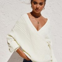 Дамски пуловер в бяло, снимка 14 - Блузи с дълъг ръкав и пуловери - 42781565