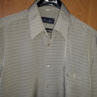 Мъжка риза с къс ръкав сивобежова голям размер, снимка 2 - Ризи - 29142931