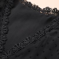 Дамска блуза в черно с дълъг ръкав и принт на точки, снимка 6 - Блузи с дълъг ръкав и пуловери - 42766770